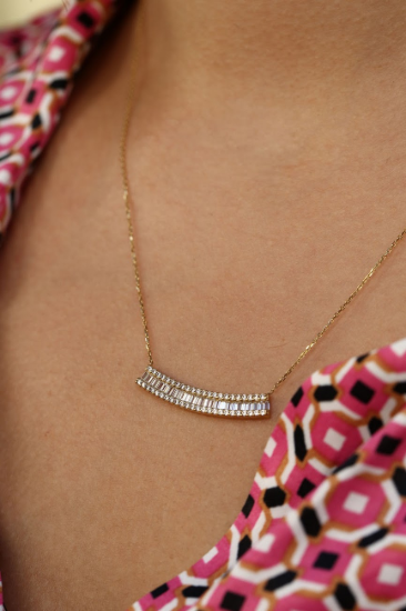 Baget Taşlı Altın Kolye resmi