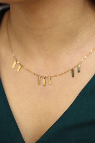 Altın Pullu Çubuk Kolye resmi