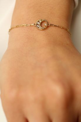 Altın Ataç Zincir Ay Yıldız Bileklik resmi