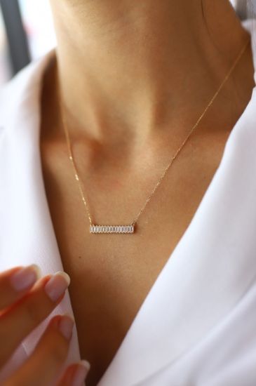 Baget Taşlı Altın Kolye resmi