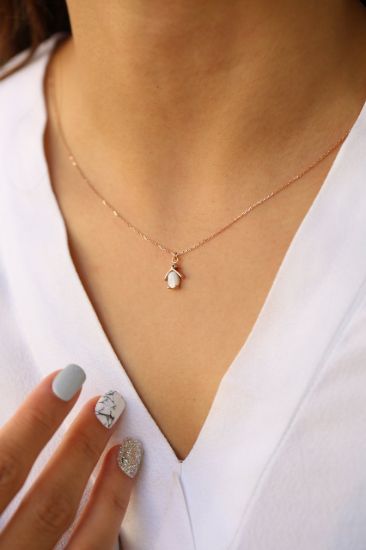 Minimal Opal Beyaz Taşlı Penguen resmi