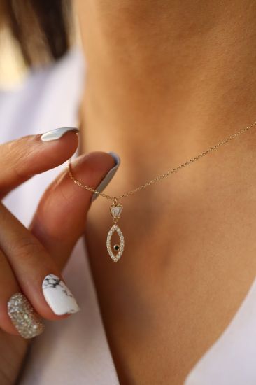 Minimal Taşlı Balık Kolye resmi