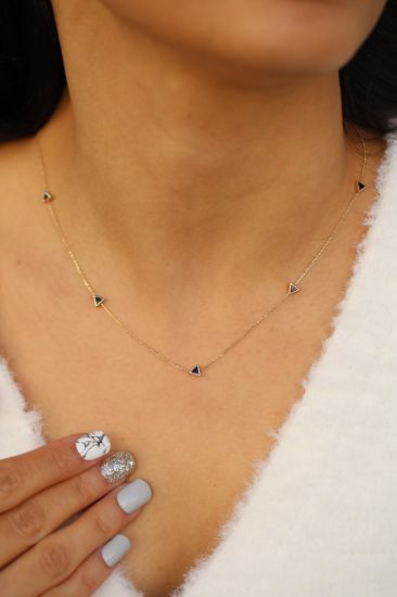 Mineli Üçgen Altın Zincir resmi