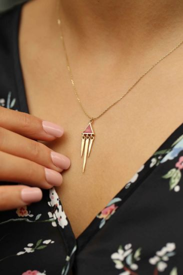 Üçgen Çubuk Altın Kolye resmi