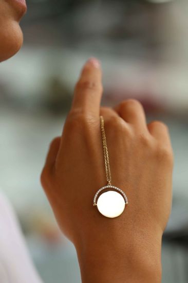 Plaka Altın Kolye(çift taraflı dönebiliyor) resmi