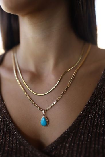 Firuze Taşlı Altın Kolye resmi