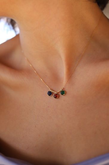 Renkli Taşlı Altın Kolye resmi