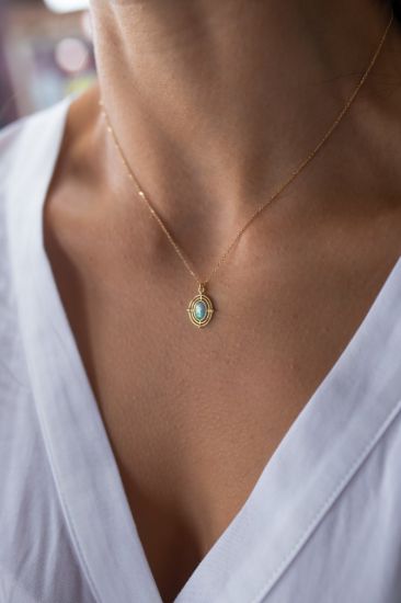 Opal Taşlı Altın Kolye resmi