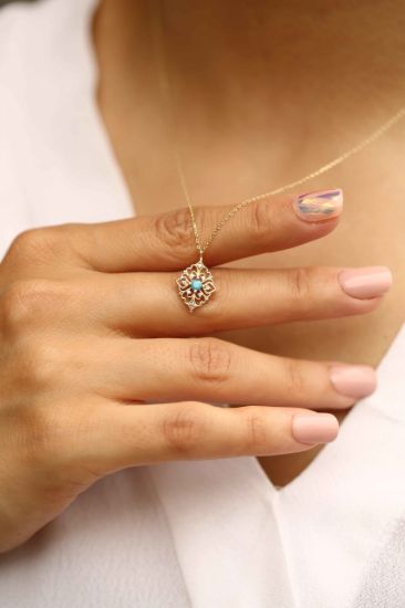 Firüze Taşlı Altın Kolye resmi