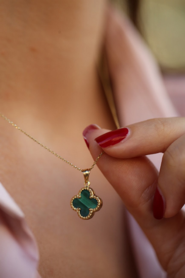 Yeşil Yonca Altın Kolye resmi