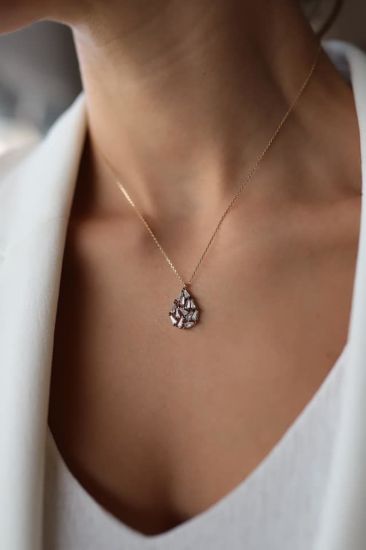 Baget Taşlı Altın Kolye resmi