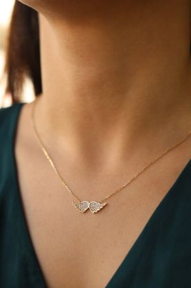 Altın Taşlı Kanat Kolye resmi