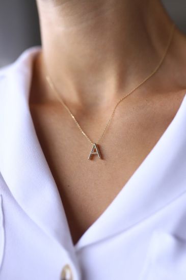 3 Boyutlu Harfli Altın Kolye resmi