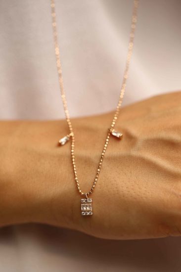 Baget Taşlı Altın Kolye resmi