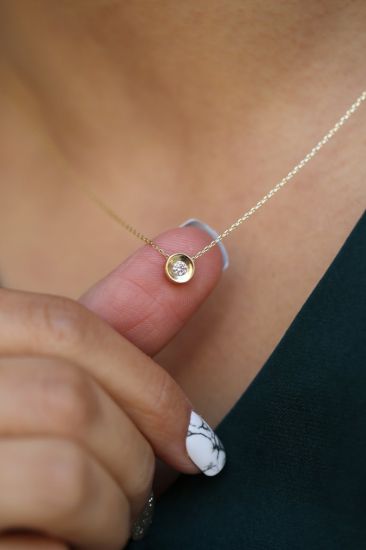 Altın Minimal Tektaş kolye resmi