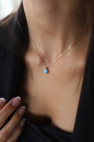 Aqua Marine Damla Altın Kolye resmi