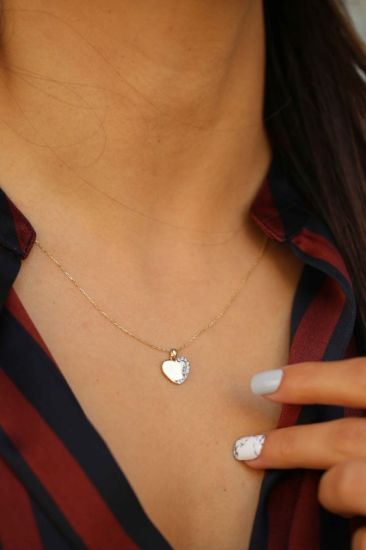 Altın Minimal Kalpli Kolye resmi