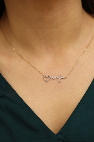 Altın Kalp Atışlı Kolye resmi