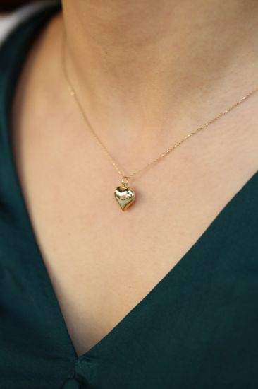 Altın 3 Boyutlu Kalp Kolye resmi