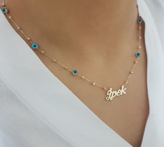 Nazar Boncuklu İsimli Altın Kolye resmi