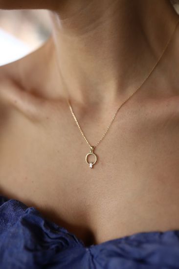 Baget Taşlı Altın Kolye resmi