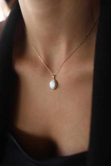 Opal Taşlı Altın Kolye resmi