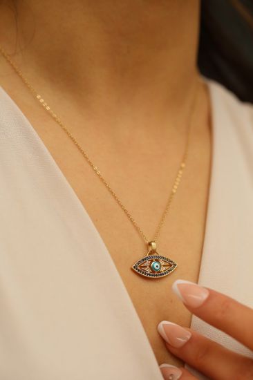Altın Göz Nazar Boncuğu Kolye resmi
