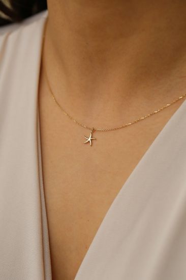 Altın Minimal Deniz Yıldızı Kolye resmi