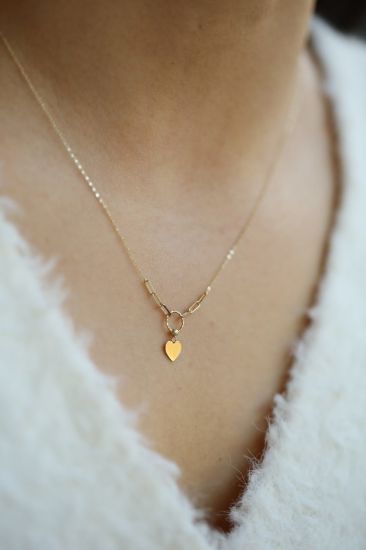 Altın Minimal Kalp Kolye resmi