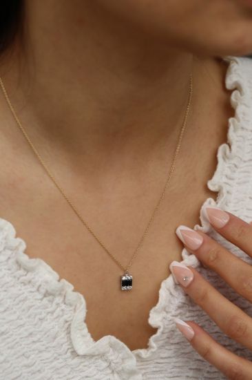 Altın Siyah Baget Zarif Kolye resmi