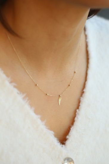 Altın Tek Melek Kanat Kolye resmi