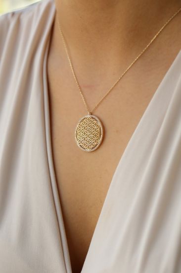 Altın Yaşam Çiceği Tasarım Kolye resmi