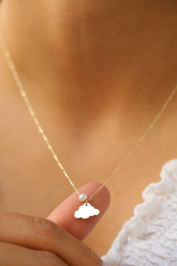 Altın Bulut Minimal Plaka Kolye resmi