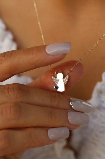 Altın Melek Figürlü Tasarım Kolye resmi