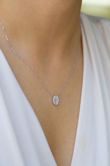 Altın Oval Tektaş Kolye resmi