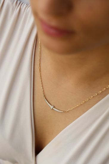 Altın Tektaş Mineli Çubuk Kolye resmi