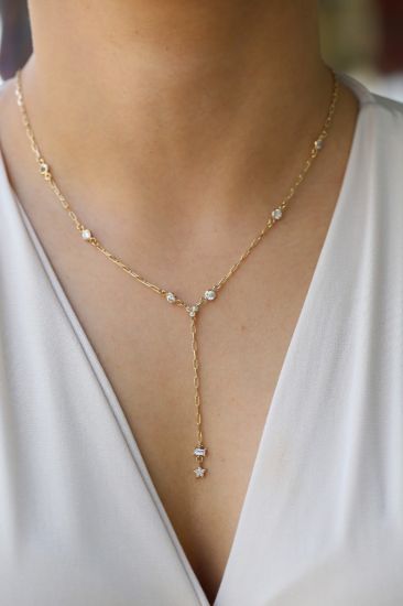 Altın Ataç Zincir Yıldız Kolye resmi