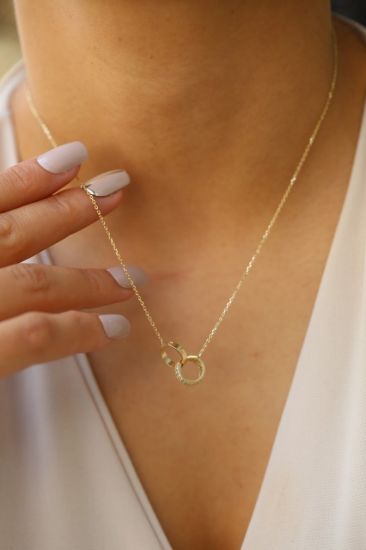 Altın İç İçe Çift Halka Kolye resmi