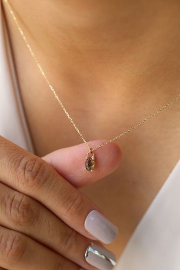 Altın Turmalin Taşlı Kolye resmi