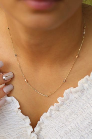 Altın Yarım Boru Zincir Kolye resmi