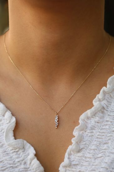 Altın Zarif Çubuk Baget Kolye resmi