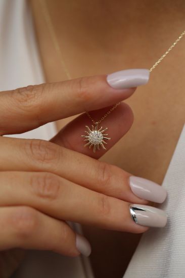 Altın Orta Boy Güneş Kolye resmi