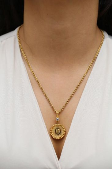 Altın Çeyrek Görünümlü Halat Zincir Kolye resmi