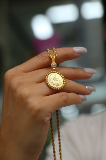 Altın Reşat Baskılı Halat Zincir Kolye resmi