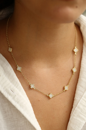 Beyaz Taşlı Altın Kolye resmi