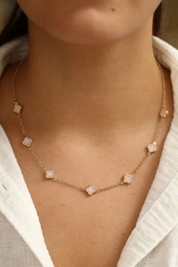 Pembe Taşlı Altın Kolye resmi