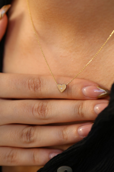 Pırlanta Kalpli Altın Kolye resmi