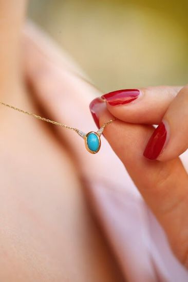 Firüze Taşlı Altın Kolye resmi