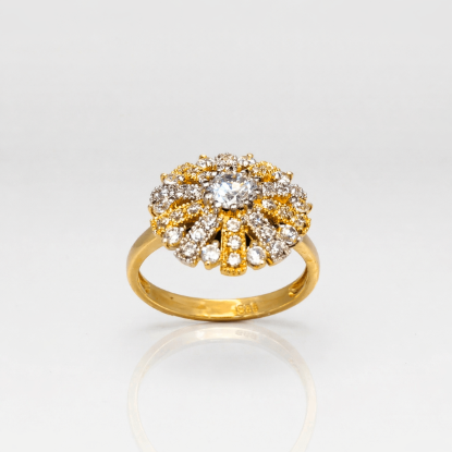 14 Ayar Taşlı Çiçek Model Altın Yüzük