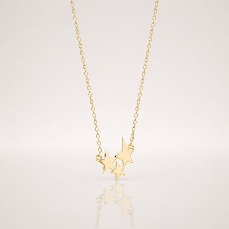 3'lü Yıldız Minimal Plaka Kolye resmi